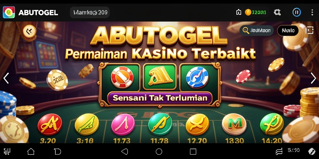 Screenshot utama ABUTOGEL menampilkan gameplay kasino yang mendebarkan.