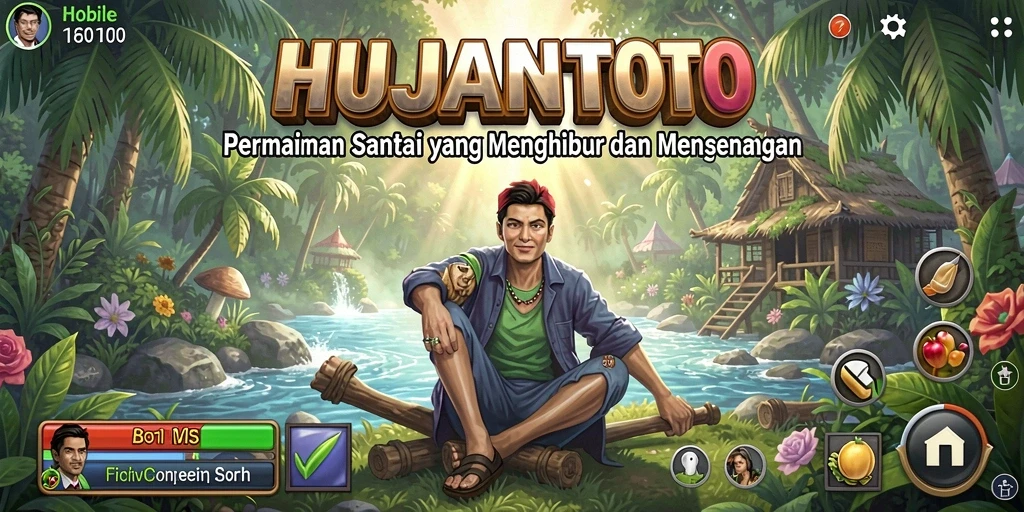 Tangkapan layar utama HUJANTOTO menampilkan gameplay yang ceria dan menghibur.