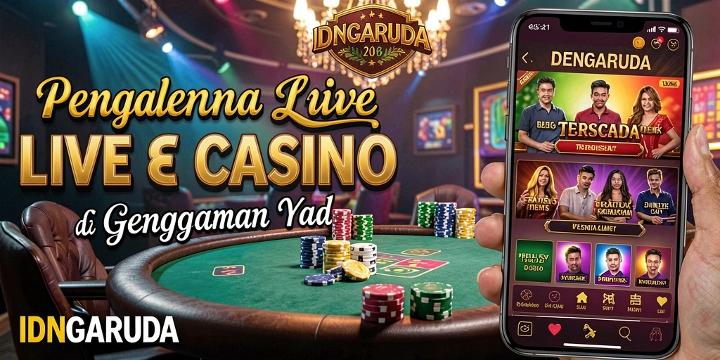 Screenshot utama IDNGARUDA menampilkan dealer langsung dan permainan kasino yang mendebarkan.