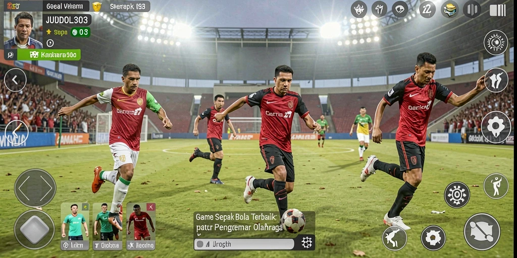 Tampilan gameplay seru dalam peperangan sepak bola.