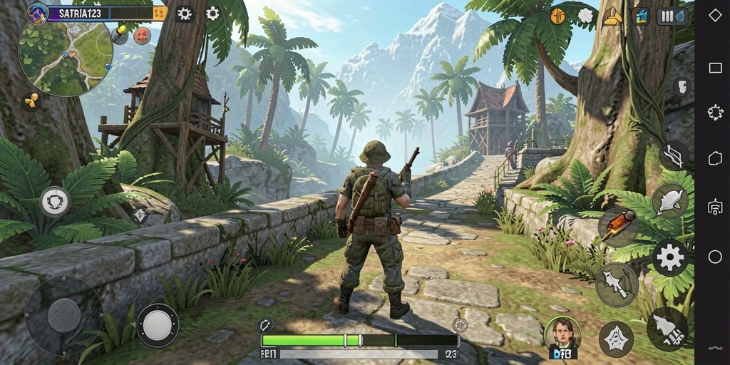 Tangkapan layar gameplay <strong>SATRIA123</strong> menunjukkan dunia yang luas dan beragam.