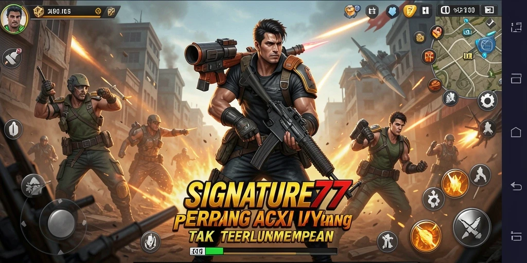 Tampilan seru dari gameplay SIGNATURE77 yang menampilkan pertarungan epik.