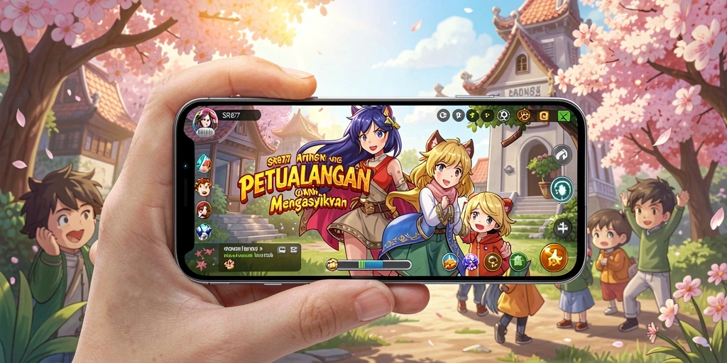 Tampilan gameplay SR877 yang penuh aksi dan karakter Anime berwarna-warni.